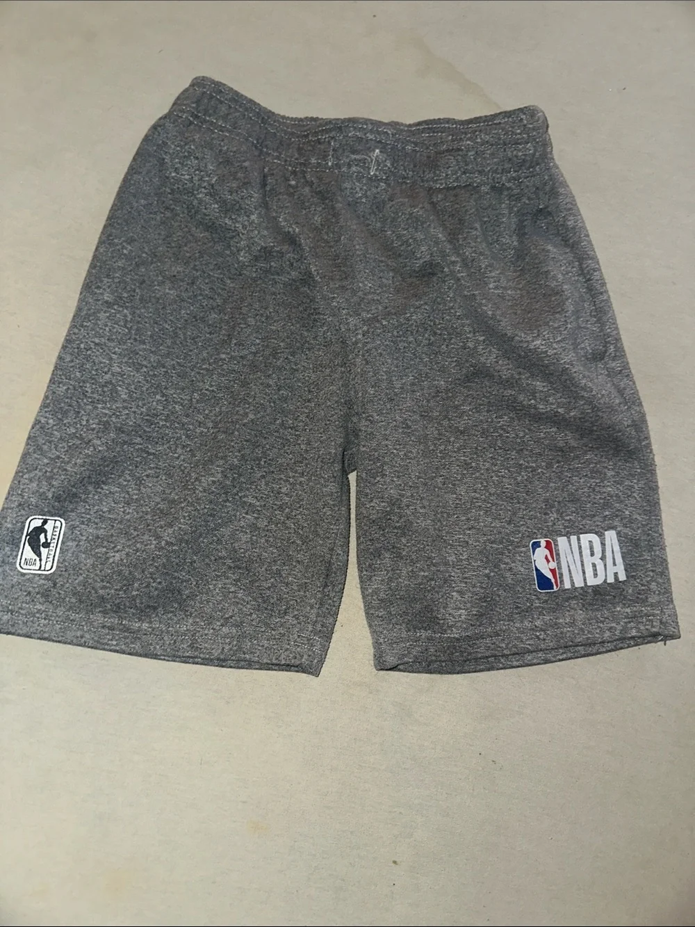 Kids Unisex Size 8 NBA Gray Athletic Shorts with Black Logo Tag